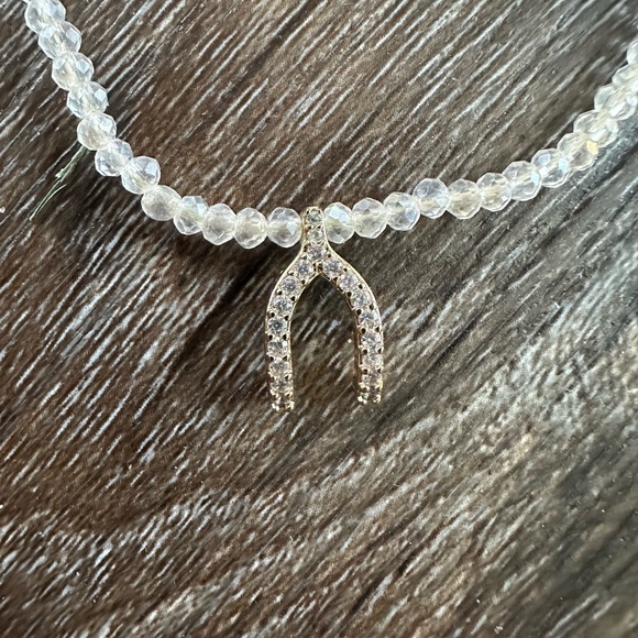 Lucky Brand Clear Crystal Beaded Necklace with Gold Horseshoe with CZ accents - Picture 3 of 7